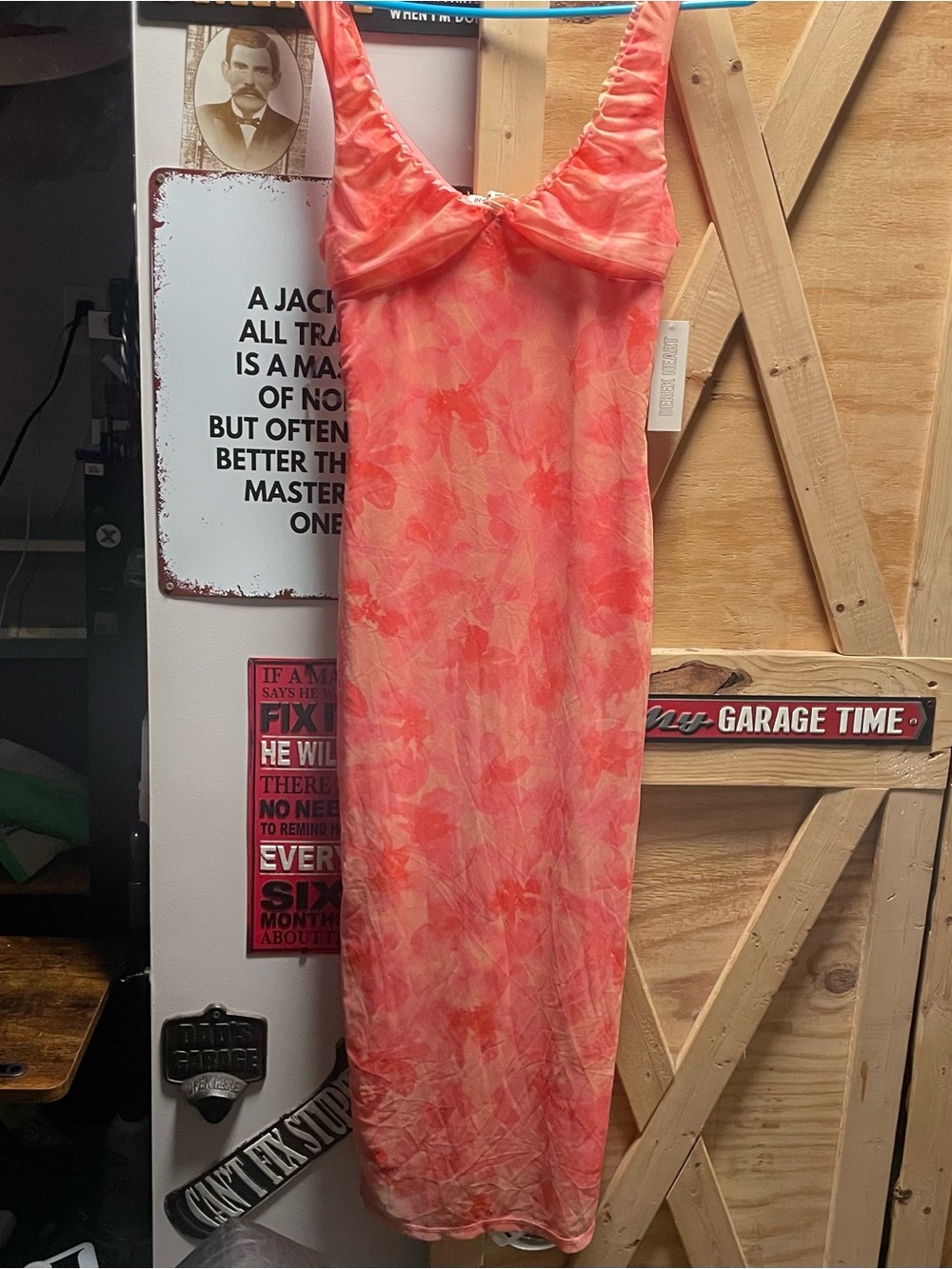 Coral Tie-Dye Midi Dress - Lightweight Summer Slip